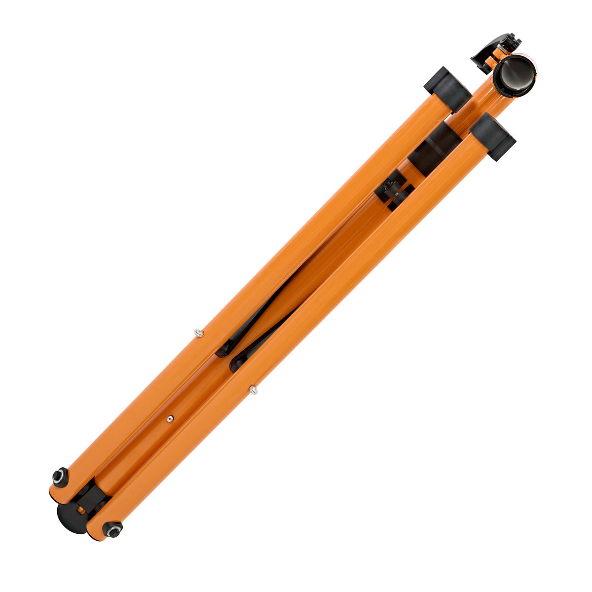Suporte de oficina para bicicletas em laranja vibrante, com estrutura dobrável e acabamento em metal resistente e durável