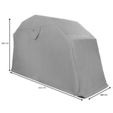 Garagem dobrável para moto XL em cinza, com formato retangular, material resistente e dimensões de 345 cm x 188 cm x 189 cm