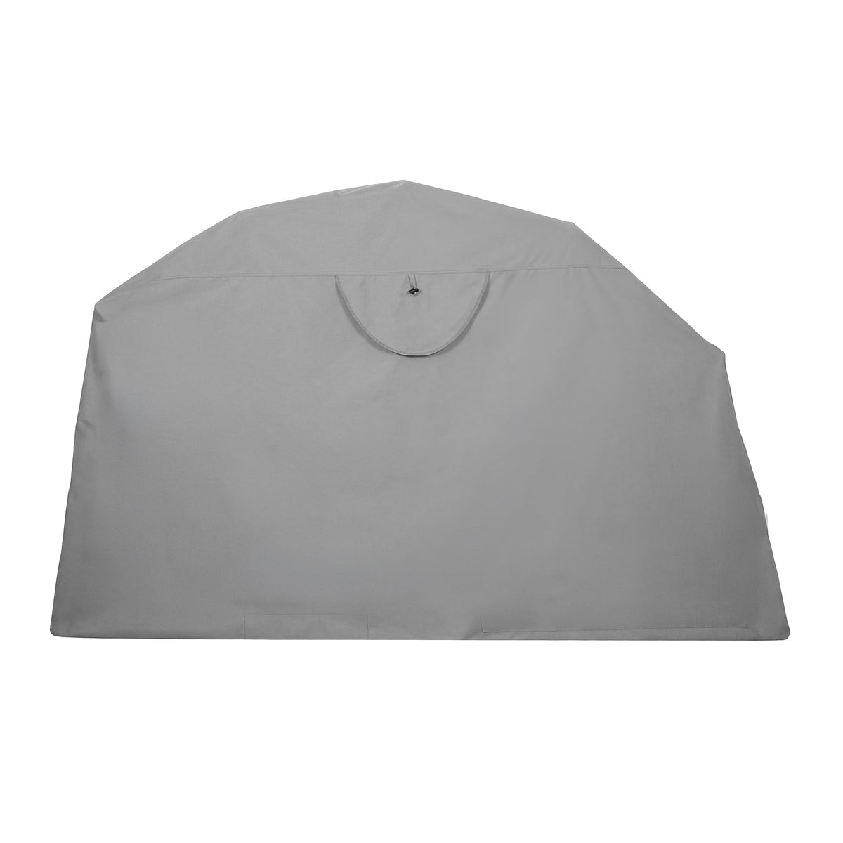 Capa de proteção cinza, feita de material resistente, com formato retangular e abertura na parte superior para fácil manuseio