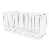 Organizador de acrílico transparente com compartimentos retangulares, ideal para armazenar e exibir produtos de forma organizada