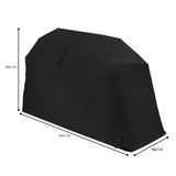 Garagem dobrável para moto XL na cor preta, com design resistente e dimensões de 345 cm de comprimento, 189 cm de altura e 188 cm de largura