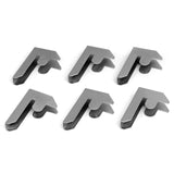 Conectores de baía Galwix em metal prateado, formato angular, pacote com seis peças, ideal para montagem de prateleiras robustas