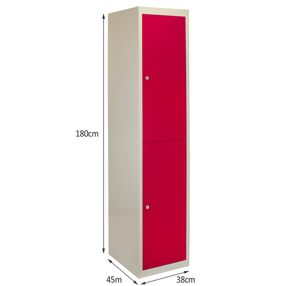 3 Armá rios para Montar com 2 Portas de Aço Vermelho 45cm x 114cm x 180cm
