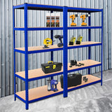 2 x prateleiras de metal azul T-RAX 75cm x 150cm x 30cm