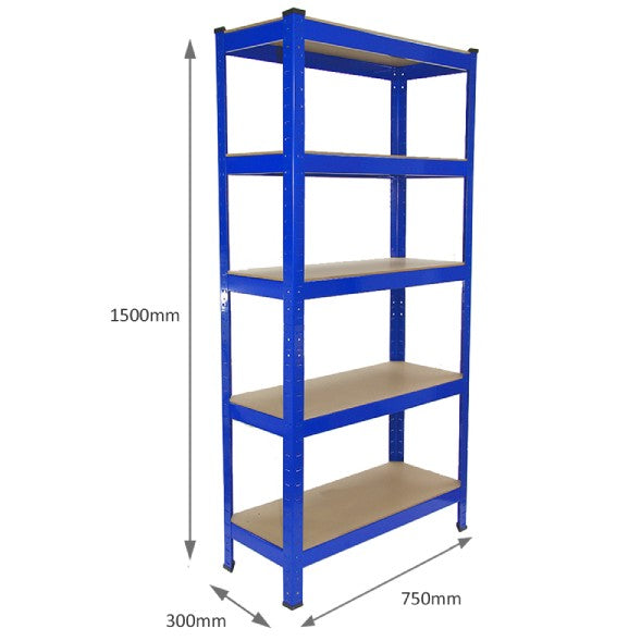 2 x prateleiras de metal azul T-RAX 75cm x 150cm x 30cm
