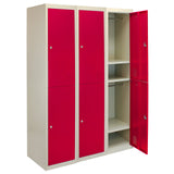 3 Armá rios para Montar com 2 Portas de Aço Vermelho 45cm x 114cm x 180cm