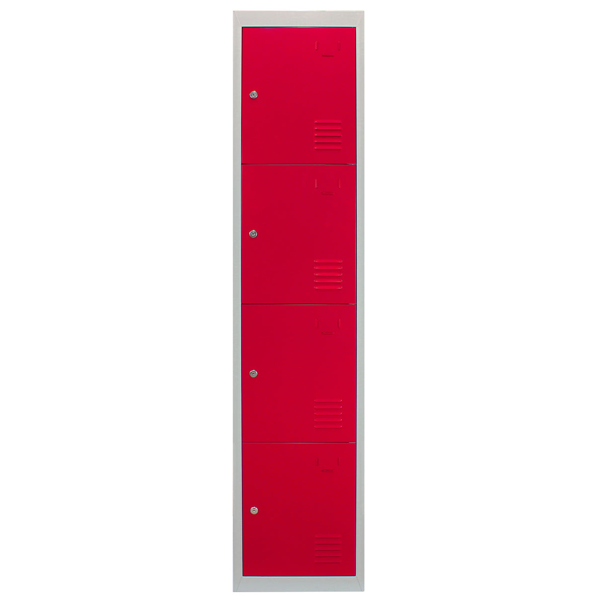 3 x Armários de Armazenamento de Metal - Quatro Portas, Vermelho