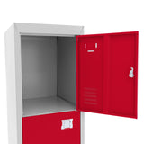 3 x Armários de Armazenamento de Metal - Quatro Portas, Vermelho