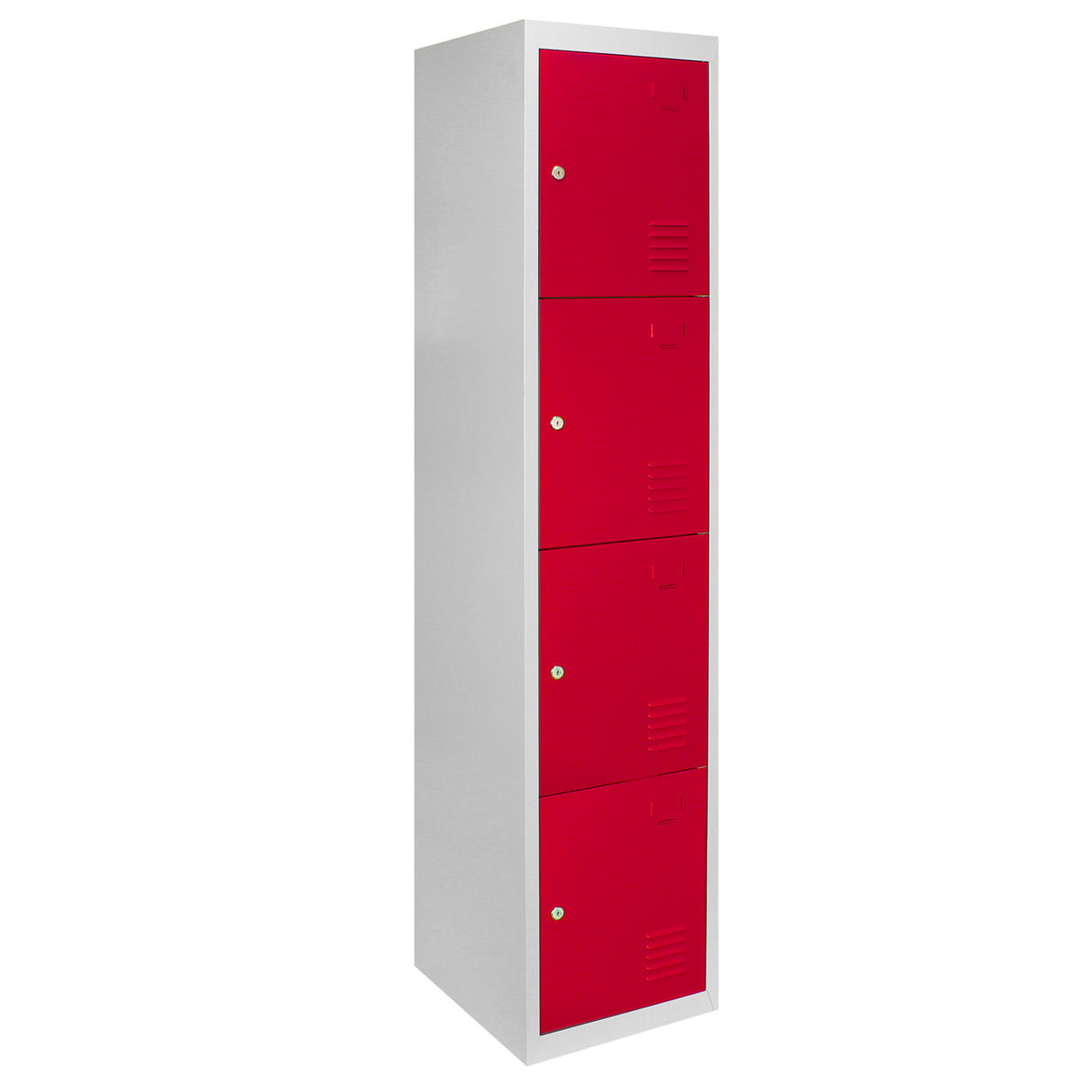 3 x Armários de Armazenamento de Metal - Quatro Portas, Vermelho
