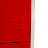3 x Armários de Armazenamento de Metal - Quatro Portas, Vermelho