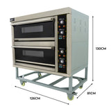 Forno comercial grande para pizza KuKoo com acabamento em aço inox, duas câmaras, controle digital e rodas para fácil movimentação