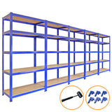 5 x Estanterias T-Rax 90 cm, Conectores de Baía & Martelo - Azul