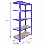 4 x Estanterias T-Rax 90 cm, Conectores de Baía & Martelo - Azul