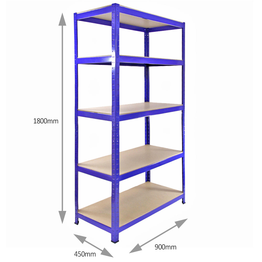 5 x Estanterias T-Rax 90 cm, Conectores de Baía & Martelo - Azul