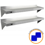 2 prateleiras de parede KuKoo 140cm x 30cm em aço inoxidá vel para cozinha