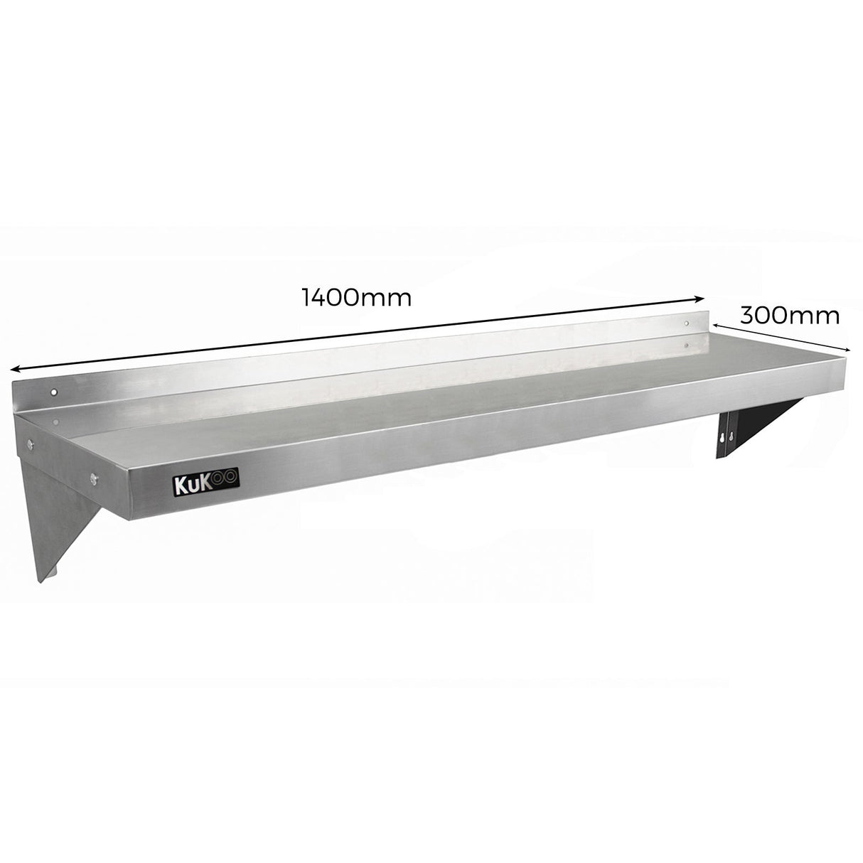 2 prateleiras de parede KuKoo 140cm x 30cm em aço inoxidá vel para cozinha
