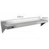 2 prateleiras de parede KuKoo 140cm x 30cm em aço inoxidá vel para cozinha