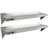 2 prateleiras de parede KuKoo 140cm x 30cm em aço inoxidá vel para cozinha