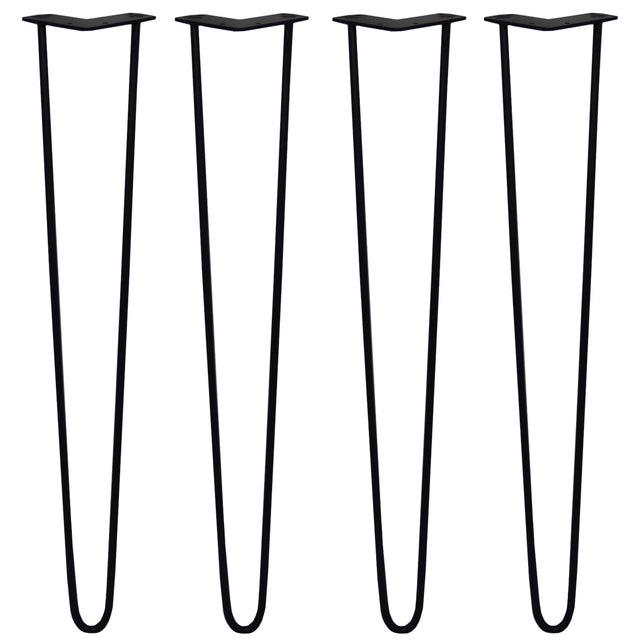 Pernas de garfo de ski em aço preto, com design elegante e moderno, medindo 71cm de altura e 10mm de espessura, ideal para móveis