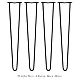 4 Pernas de Garfo Pernas de SkiSki 71cm Aço Preto 2 Dentes 12mm