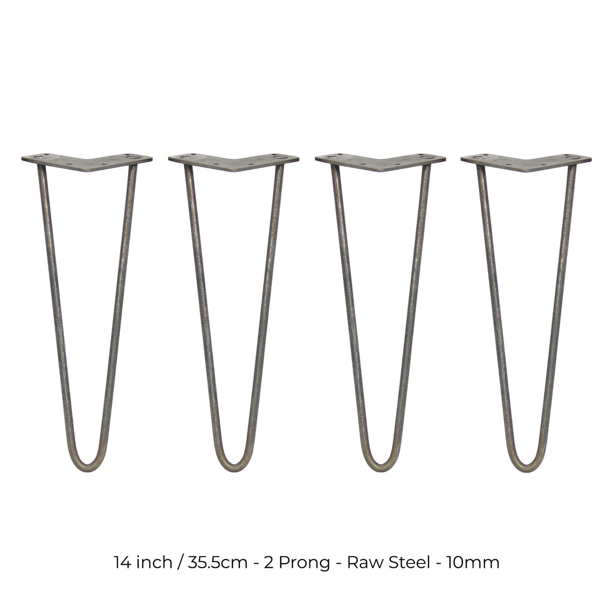 4 Pernas de Forquilha Pernas de SkiSki 35,5cm Aço Natural 2 Dentes 10mm