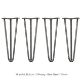 4 Pernas de Forquilha Pernas de SkiSki 35,5cm Aço Natural 3 Dentes 12mm