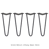 4 Pernas SkiSki Pernas Garfo 30,5cm Aço Preto 2 Dentes 10mm