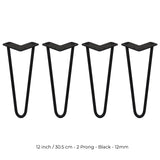 4 Pernas SkiSki Pernas Garfo 30,5cm Aço Preto 2 Dentes 12mm