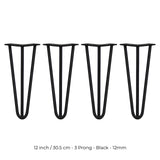 4 Pernas SkiSki Pernas Garfo 30,5cm Aço Preto 3 Dentes 12mm