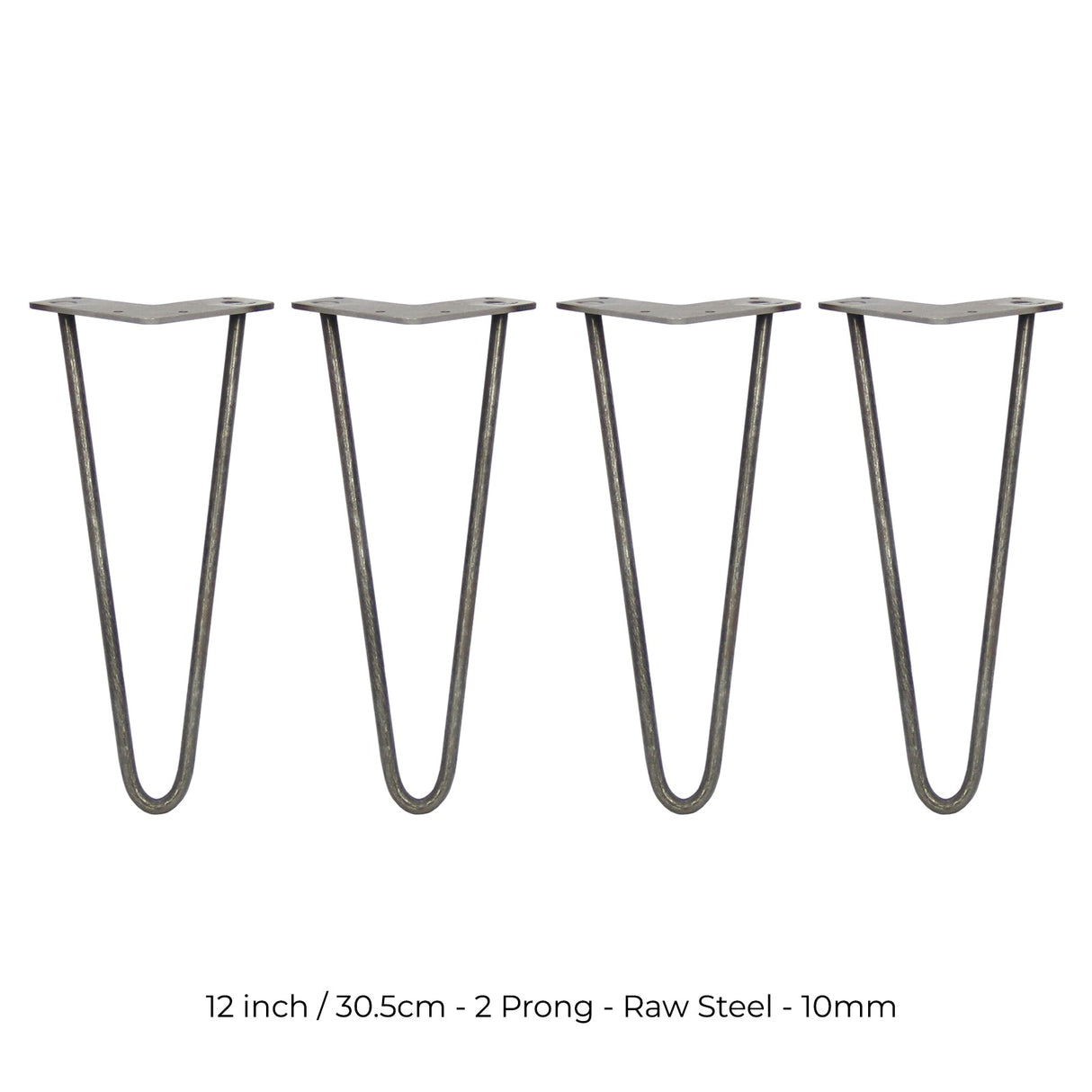 4 Pernas de Forquilha Pernas de SkiSki 30,5cm Aço Natural 2 Dentes 10mm