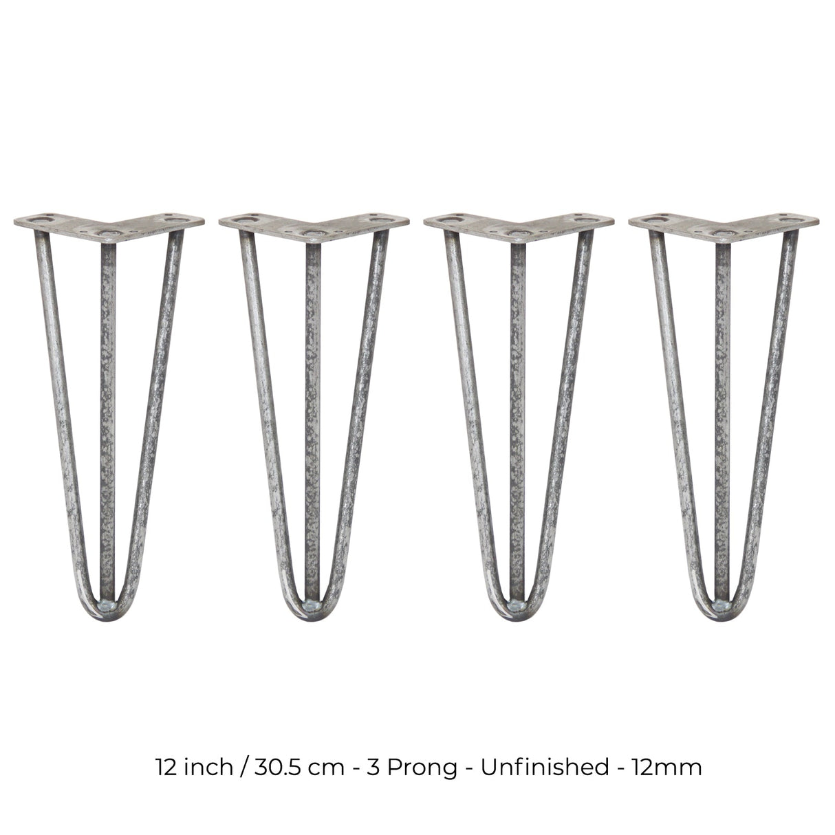 4 Pernas de SkiSki Pernas de Garfo 30,5cm Aço Natural 3 Dentes 12mm