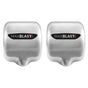 Secador de mãos comercial MAXBLAST em aço inoxidável, com design moderno e logotipo em destaque, ideal para ambientes públicos