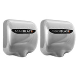 Secador de mãos comercial MAXBLAST em acabamento prateado, com design moderno e superfície lisa, ideal para ambientes públicos