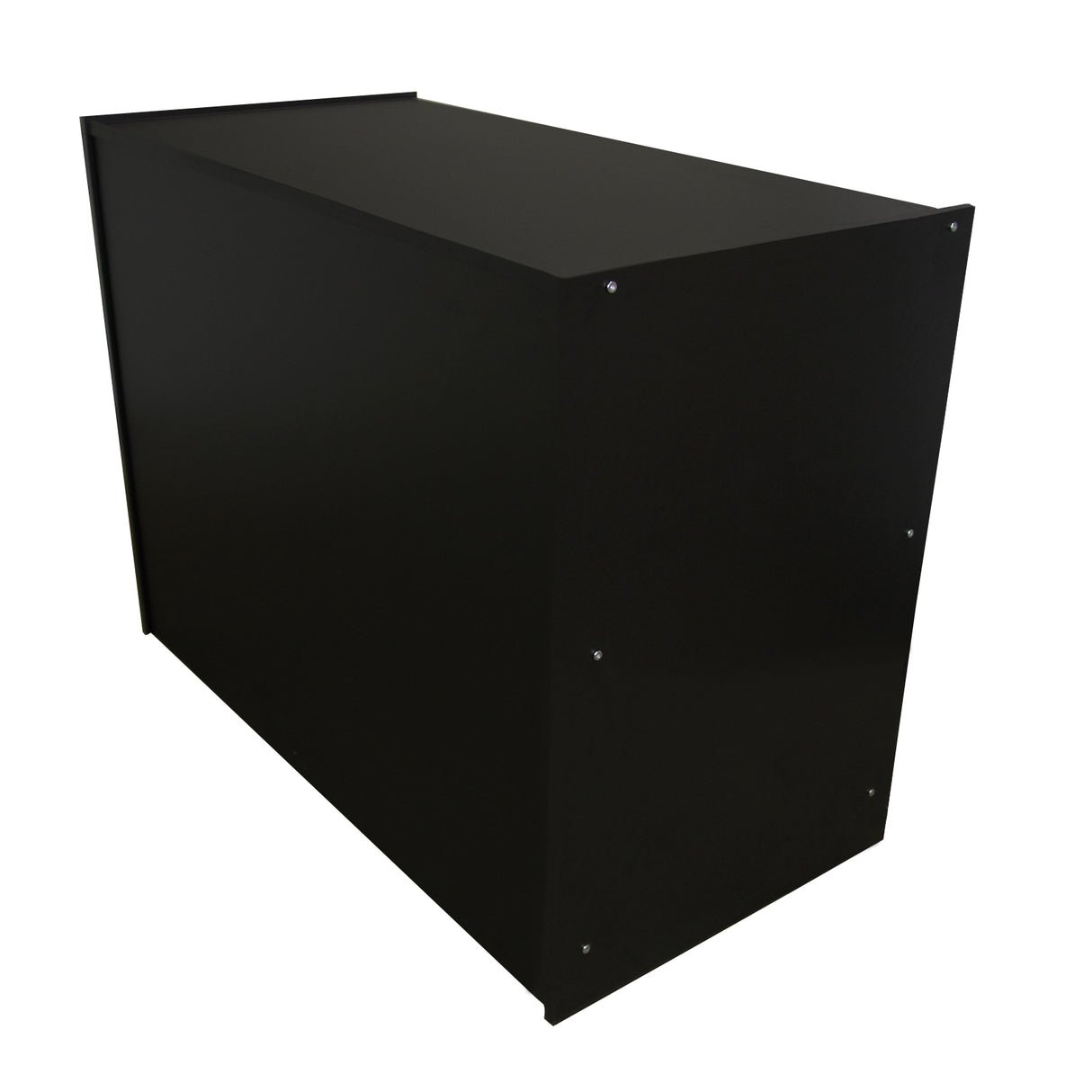 Balcão de loja A1200 em preto, com acabamento liso e moderno, ideal para exibição de produtos em ambientes comerciais