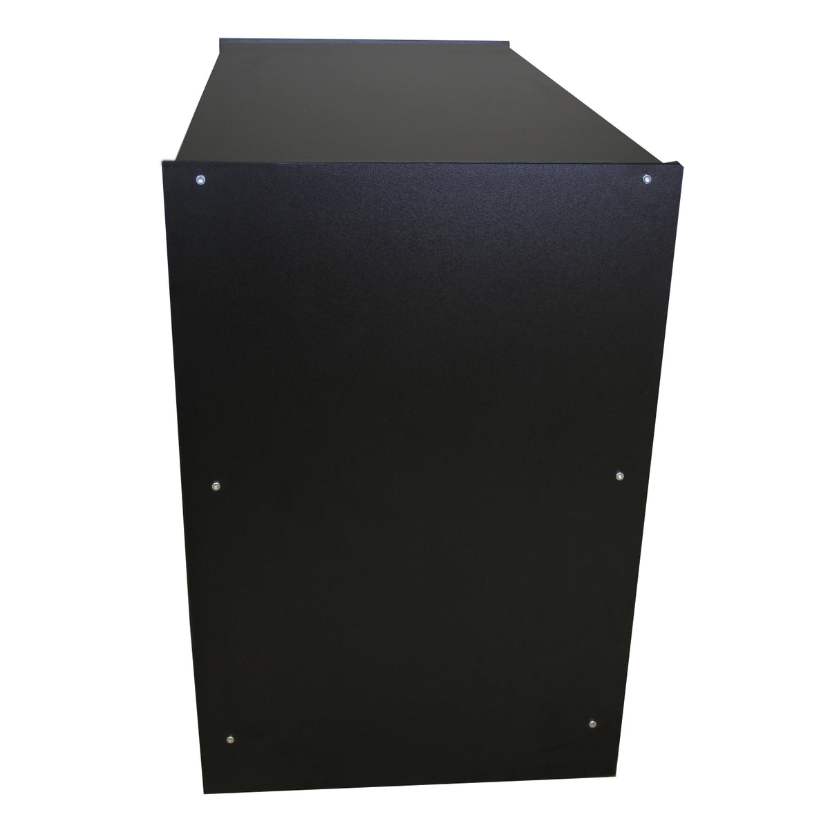 Balcão de loja A1200 em preto, com acabamento liso e moderno, ideal para exibição de produtos em ambientes comerciais