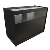 Expositor comercial B1200 com acabamento preto e 6 prateleiras ocultas