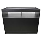 Expositor comercial B1200 com acabamento preto e 6 prateleiras ocultas