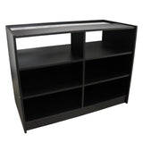 Expositor comercial B1200 com acabamento preto e 6 prateleiras ocultas