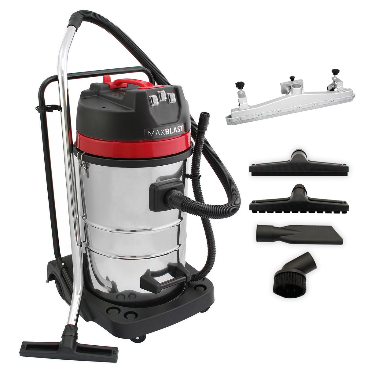 Aspirador comercial MAXBLAST de 80 litros com acessório de arrasto