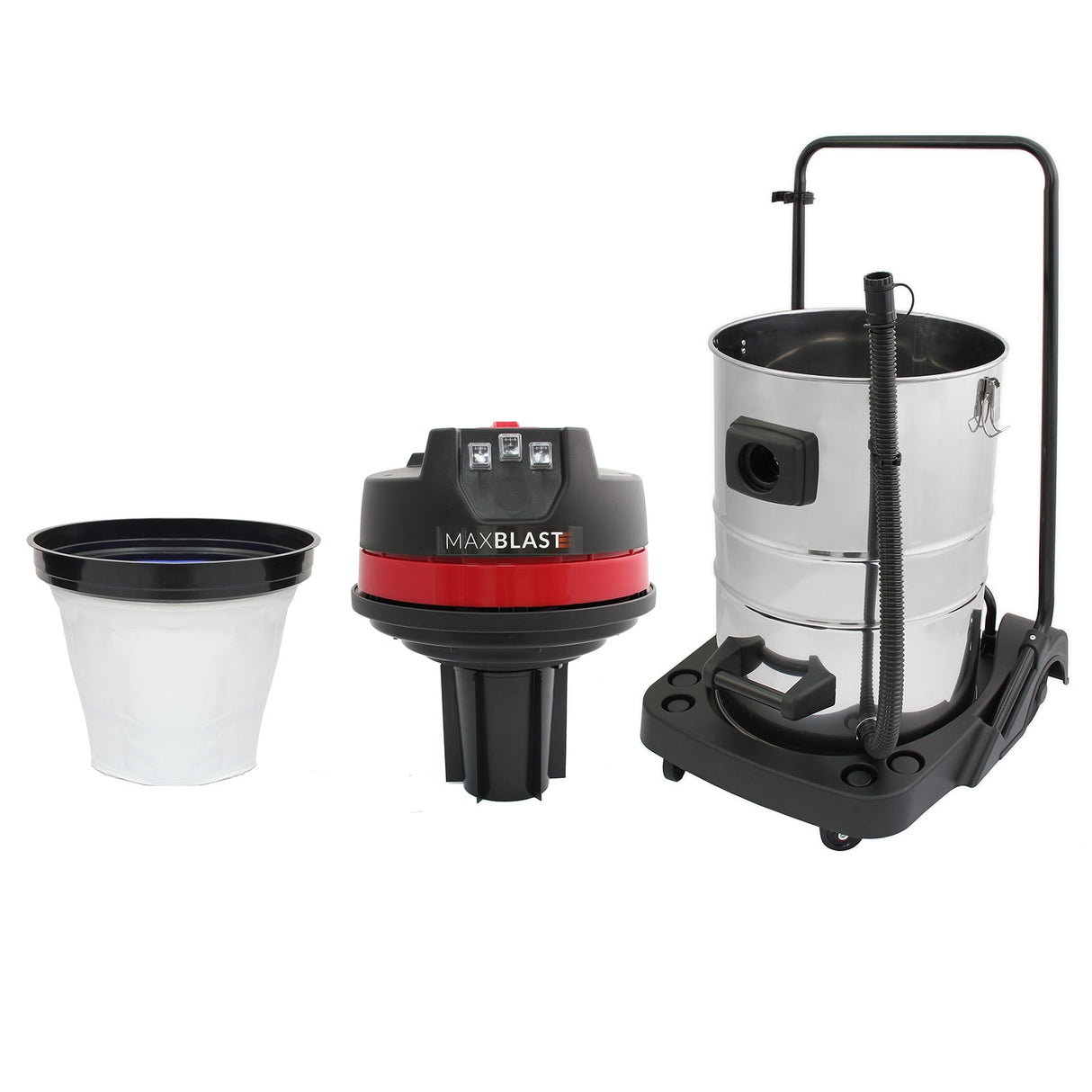 Aspirador comercial MAXBLAST de 80 litros com acessório de arrasto