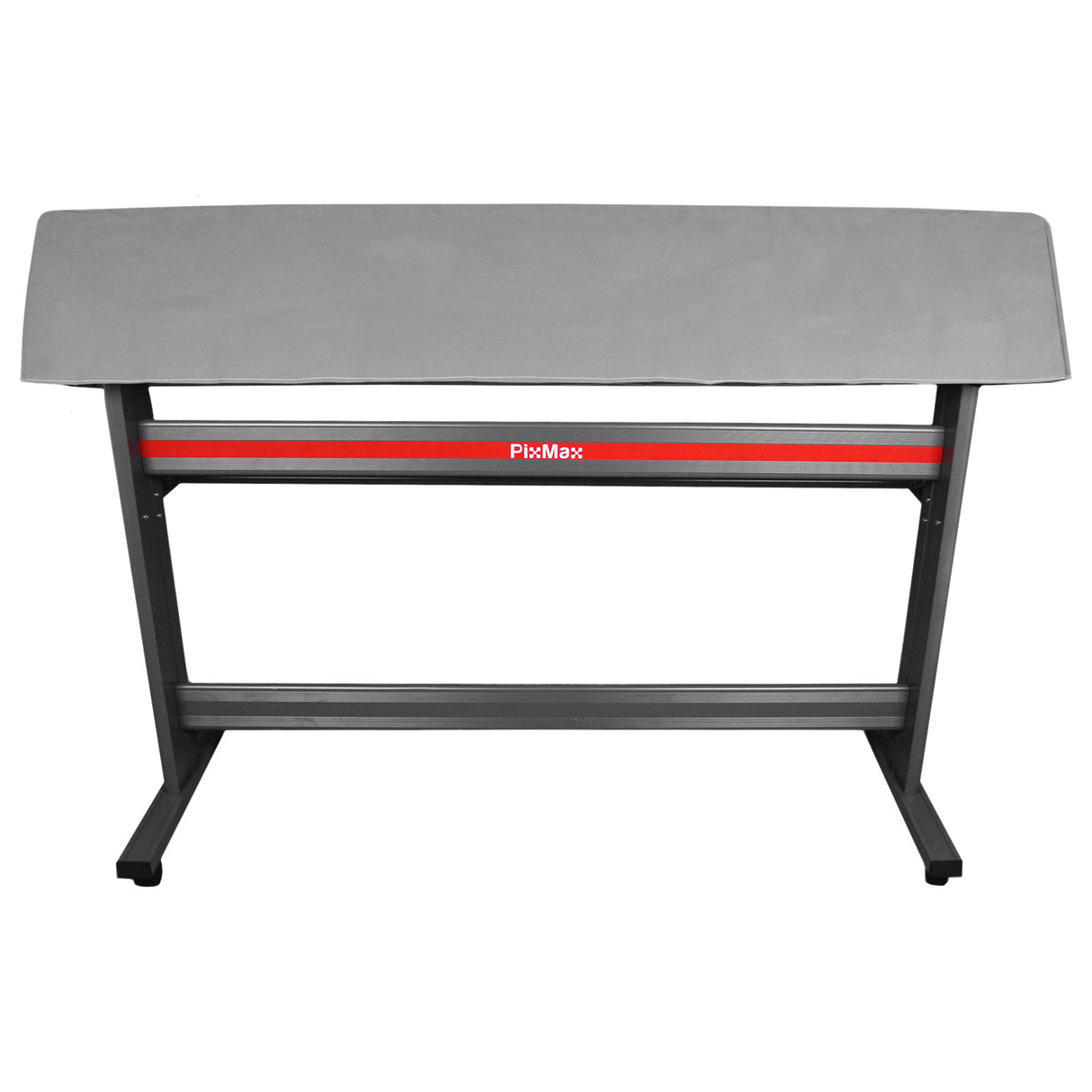 Plotter de recorte de vinil de 1350 mm com suporte robusto, estrutura metálica preta e superfície cinza, ideal para trabalhos de precisão