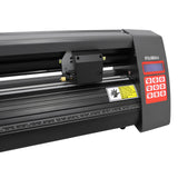 Plotter de recorte de vinil 360mm com corpo preto, painel vermelho e display digital, ideal para cortes precisos em materiais adesivos