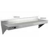 Bancada de aço inoxidável de 1,5 m com duas prateleiras, acabamento brilhante, resistente e ideal para ambientes de catering