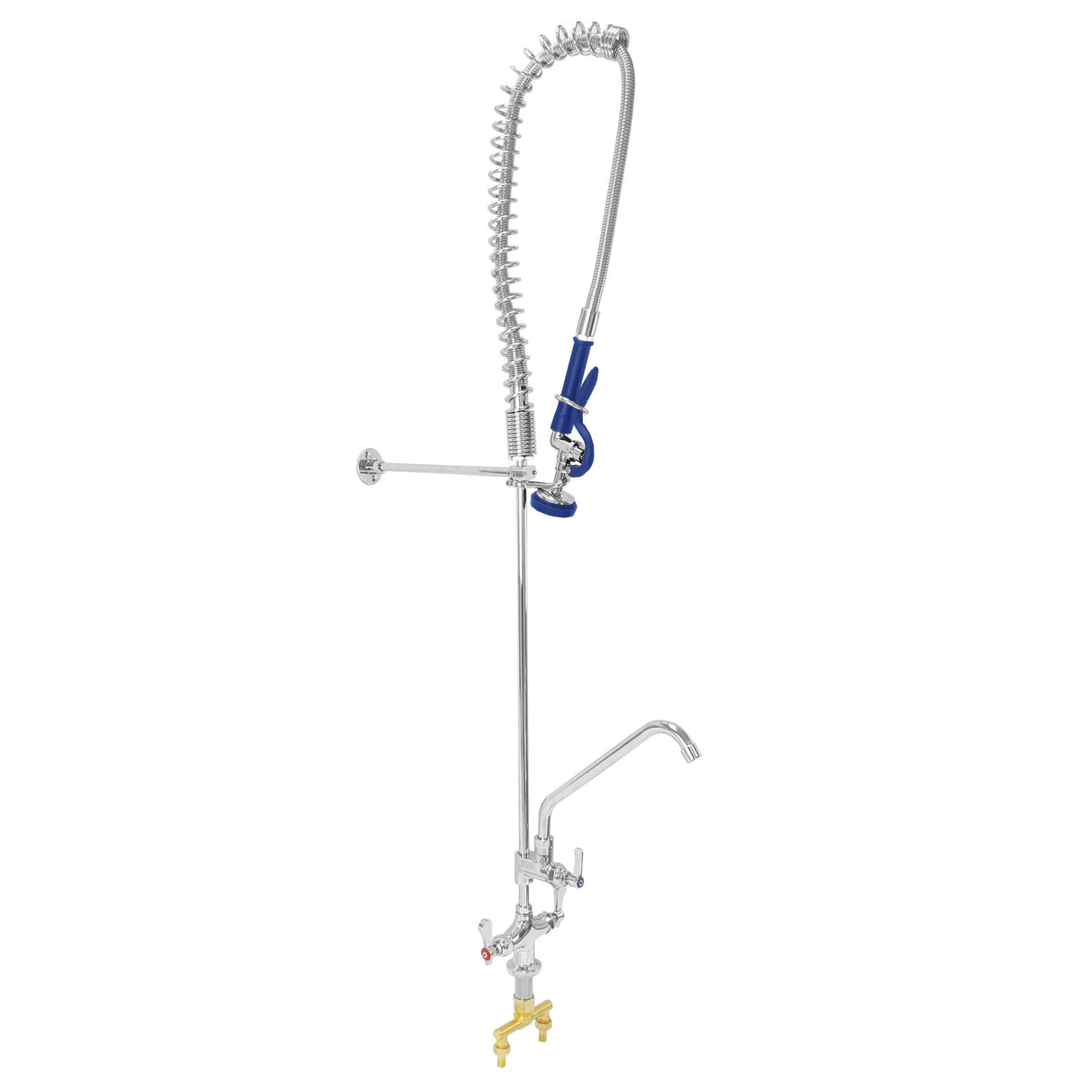 Pia comercial KuKoo com torneira de pré-enxágue, bancada de aço inoxidável de 6 pés para buffet, 2 prateleiras montadas na parede