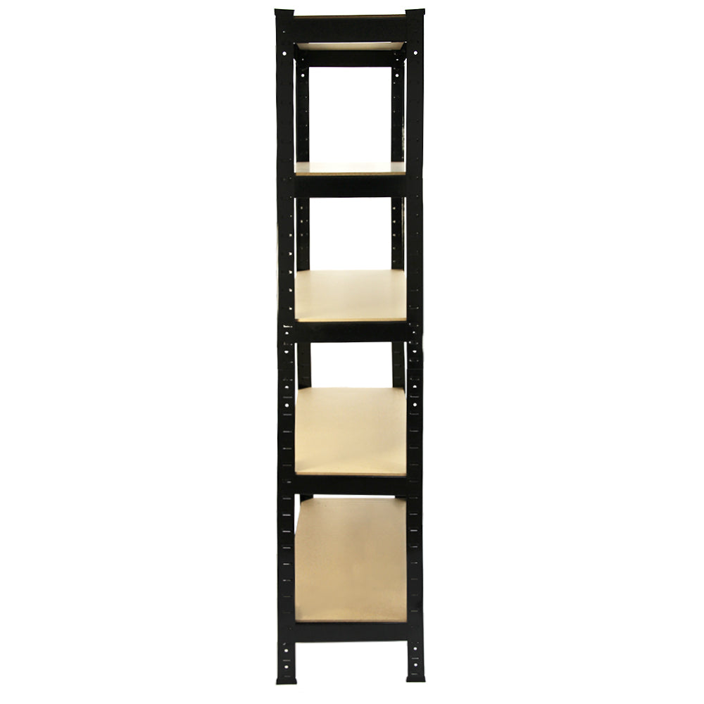 5 x prateleiras de metal preto T-Rax sem parafusos 75cm x 150cm x 30cm
