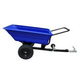Pneu de reboque para quadriciclo T-Mech, com estrutura preta e caçamba azul, ideal para uso fora de estrada e transporte de carga