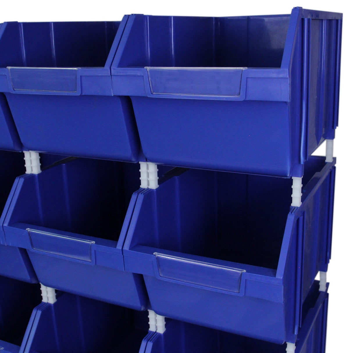 Estante Azul com 12 Organizadores de Armazenamento Empilhá veis