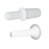Dois aplicadores de silicone brancos, um com ponta arredondada e outro com base larga, ideal para uso em artesanato e decoração