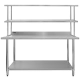 Kit de mesa de trabalho gastronómico KuKoo e prateleira dupla de aço inoxidá vel-180cm