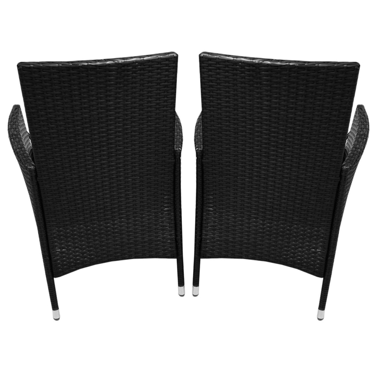 Conjunto bistró de rattan, 3 peças, cadeira de jardim ao ar livre, mesa, pá tio, sala de jantar, varanda, preto